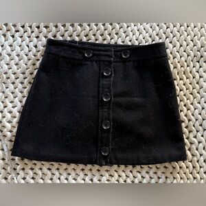 Gap Black Wool Mini Skirt | Decorative Buttons | Hook Closure | Size 2